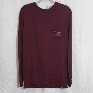 Vineyard Vines Men's Burgundy Long Sleeve Tee